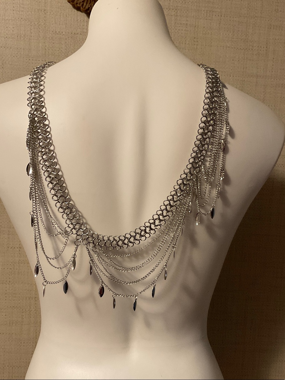 Silver Multi-Layer Drape Back Necklace - Women Jewelry